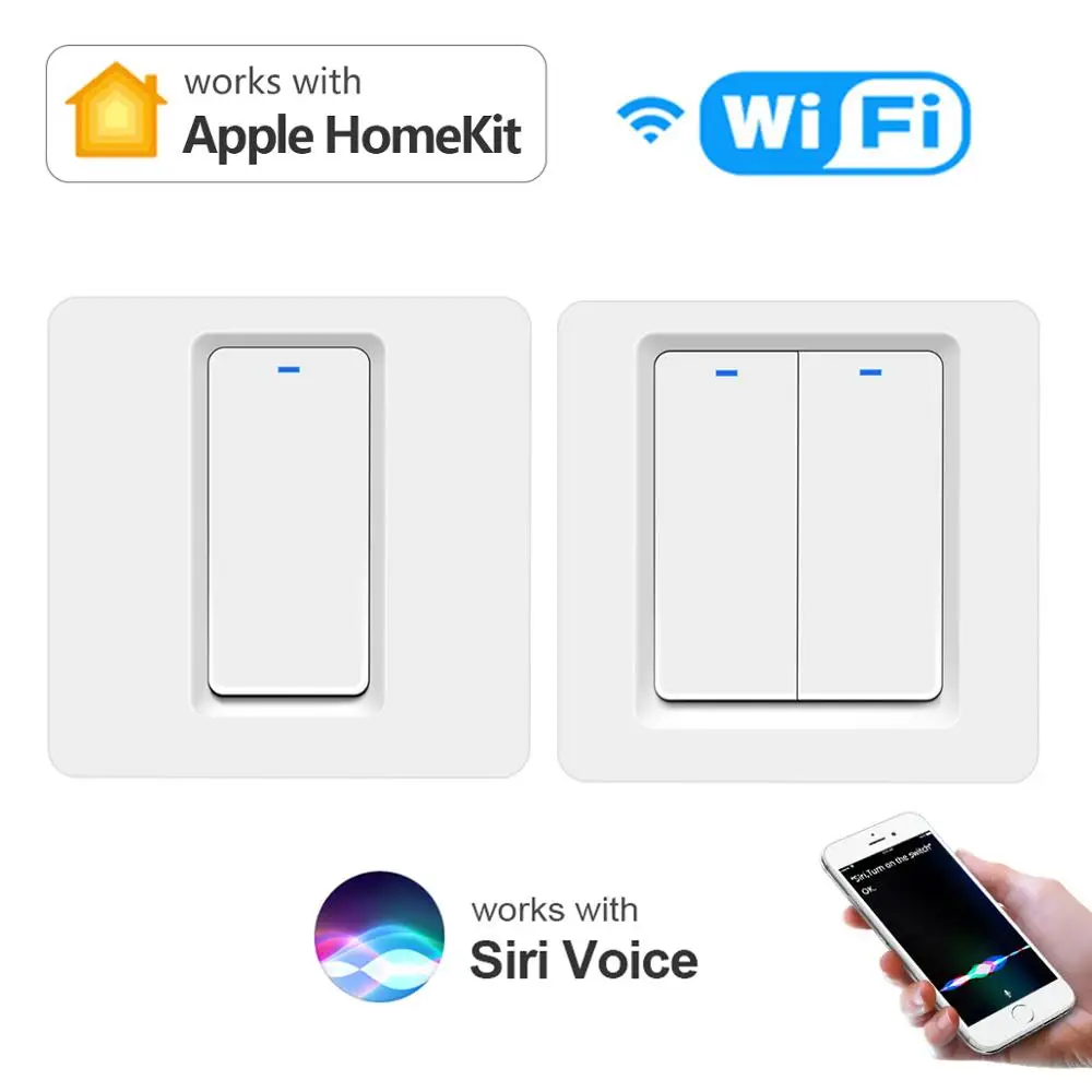 Умный выключатель Apple Homekit с поддержкой Wi Fi голосовым управлением и питанием от