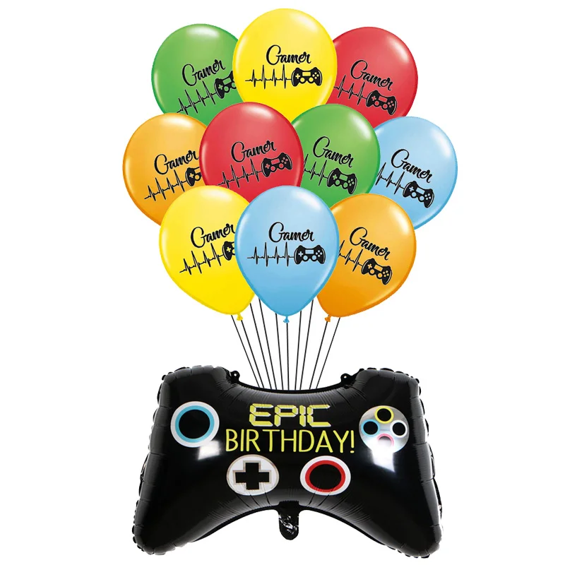 11pcs 1 Набор игровой ручки контроллер Латексные Шары Баннер овсянка с днем рождения флажки для украшения овсянки Игрушки для мальчиков детские шары - Color: 11pcs