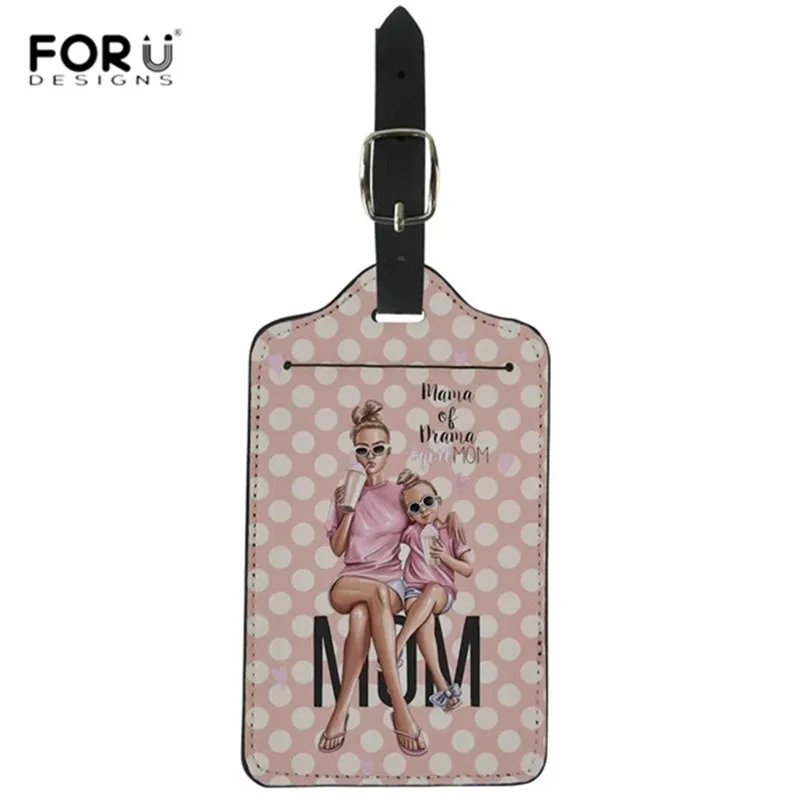 FORUDESIGNS/2 шт./компл. аксессуары для путешествий мультфильм девушки супер мама печать багажа защитные чехлы милый чемодан Чехлы багажная бирка - Цвет: HK818Z24