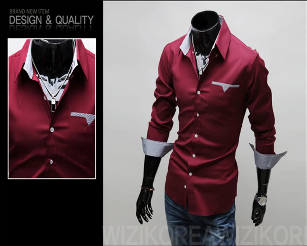 Мужская деловая рубашка с длинным рукавом Классическая дизайнерская