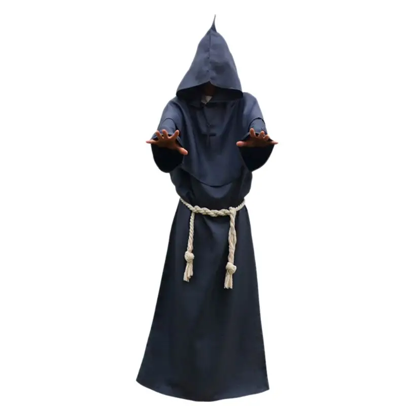 

Unisex Halloween Robe Hooded Cloak Costume Cosplay Monk Suit Adult Role-playing Decoration Clothing N58F