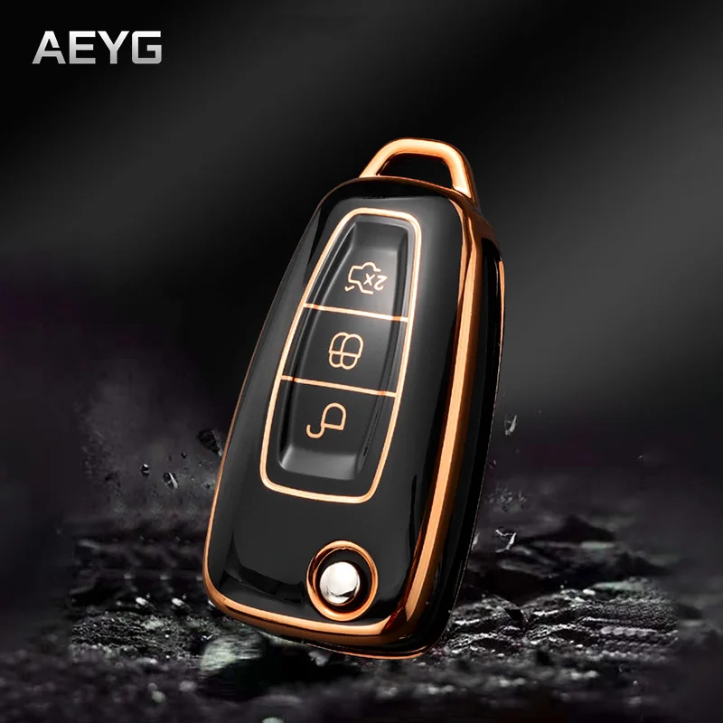 

TPU Car Flip Key Case Cover Shell For Ford Focus C-Max S-Max Galaxy Mondeo Ranger Transit Tourneo Custom Protector Accessories