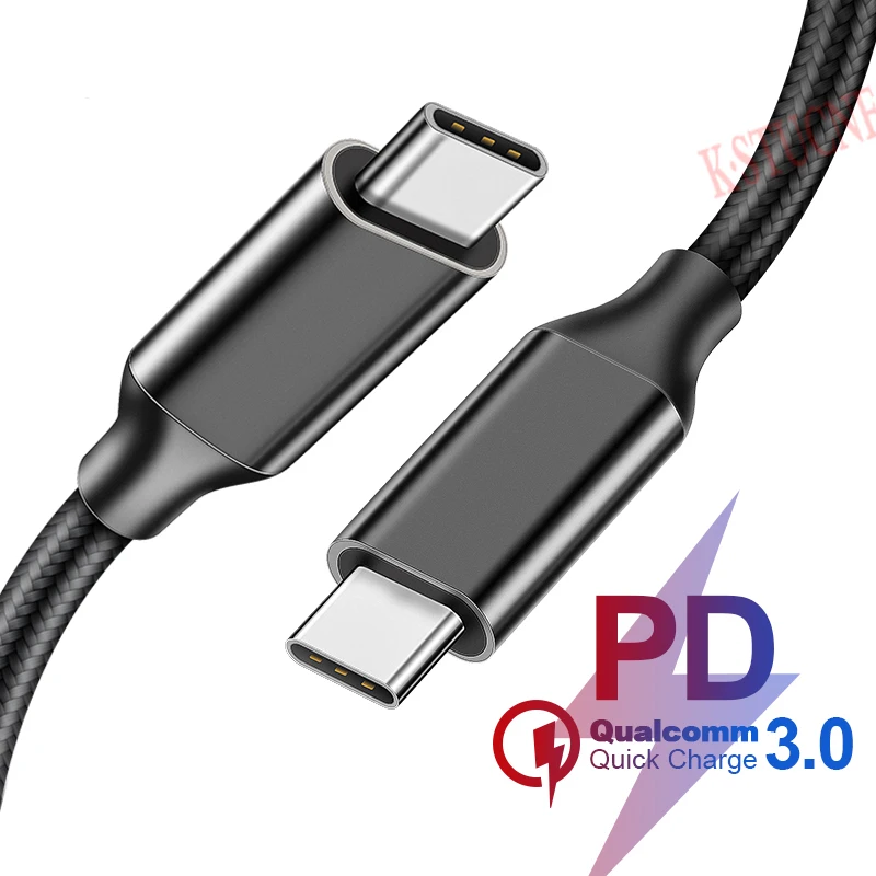 Черный Кабель USB 3,1 PD type C к USB C для samsung S10 S9 Plus 60 Вт Быстрая зарядка PD QC3.0 usb type-C Быстрая зарядка кабель для MacBook Pro - Цвет: Черный