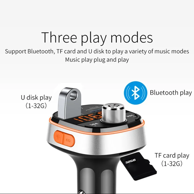 Автомобильный FM-передатчик PD 3 0 Быстрая зарядка беспроводной Bluetooth стерео