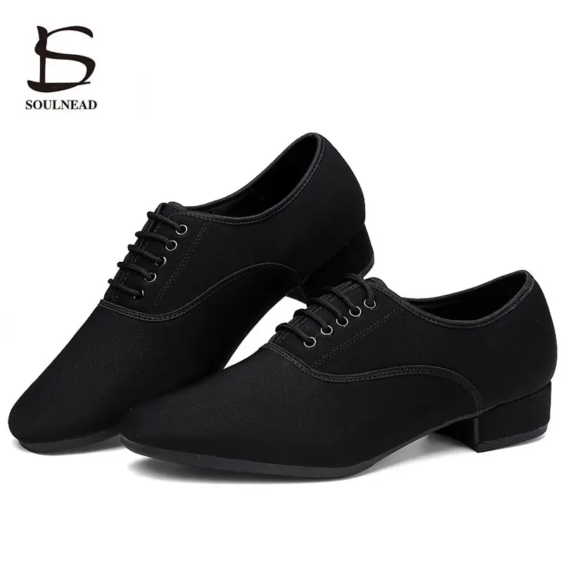 

Men's Latin Ballroom Dance Shoes Black Cloth Salsa Shoes Plus Size 38-46 Practice Competition Dancing Shoes Man Dance Sneakers