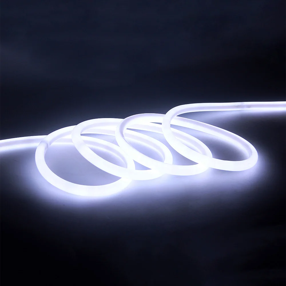 Светодиодные ленты 12V SMD2835 неоновый светильник 360 круглый гибкий домой открытый Рождественский праздник Водонепроницаемый светильник автомобильный набор, волшебная гирлянда, светильник - Испускаемый цвет: Белый