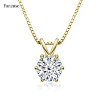 women 925 sterling silver necklace female 18k gold 1ct diamond crystal jewerly clavicle chain pendant propose for couple gifts
