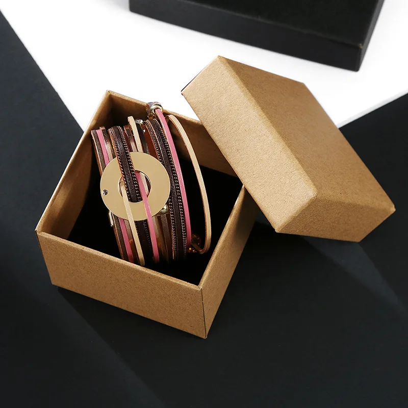 Женский многослойный браслет TOTABC Овальный металлический широкий с кристаллами