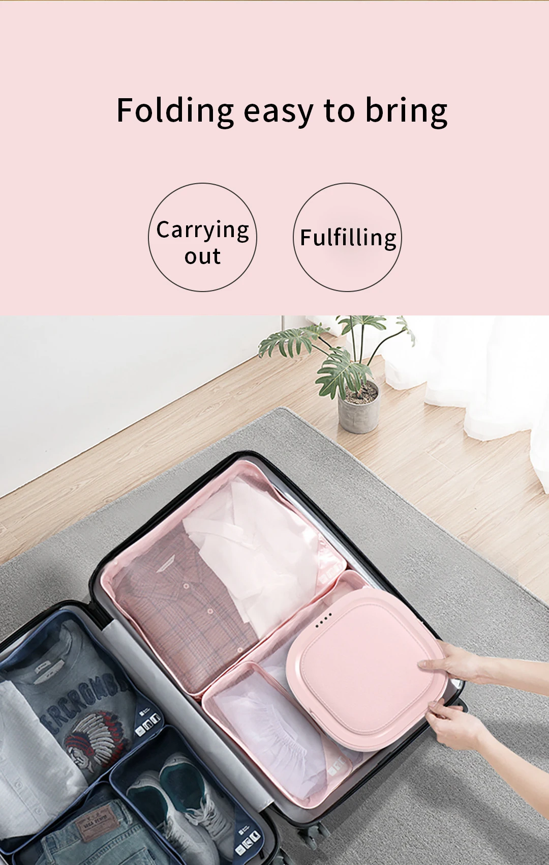 YUEWO Underwear washing and cleaning machine Mini automatic and convenient folding travel business clothes washing machine