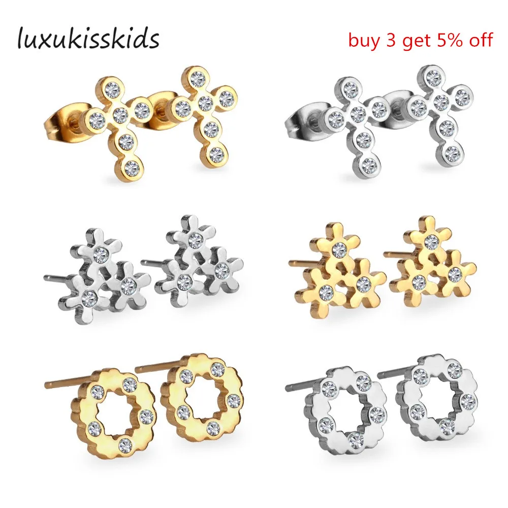 LUXUKISSKIDS 6 пар/кор. серьги из нержавеющей стали для женщин золотые стальные