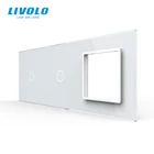 Стеклянная панель Livolo с белым жемчугом, 222 мм * 80 мм, европейский стандарт, 2 клавиши и 1 рамка, C7-C1C1SR-11 (4 цвета), только панель, без логотипа