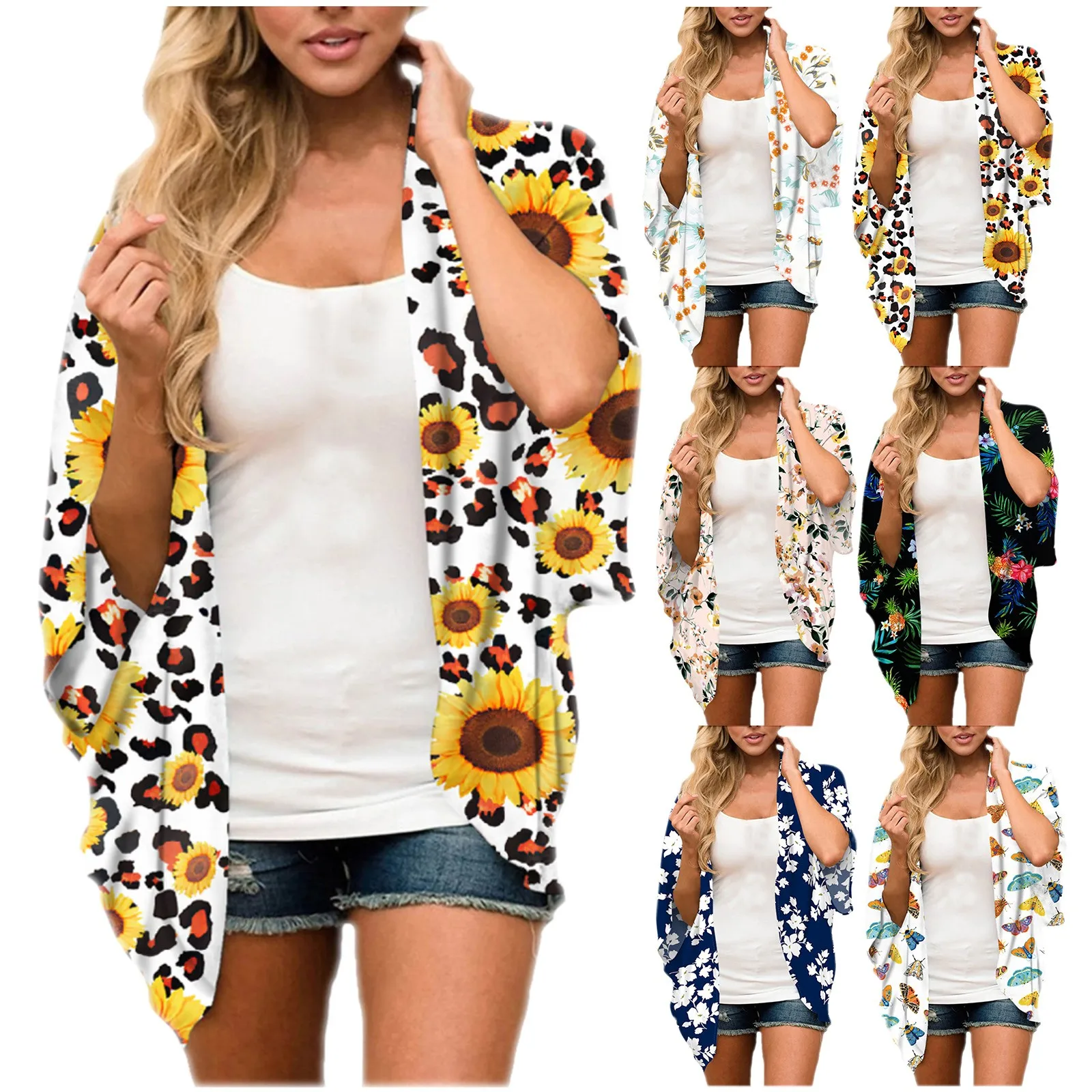 Женские блузки Feitong женские рубашки с рукавом 1/2 пляжные шифоновые топы цветочным