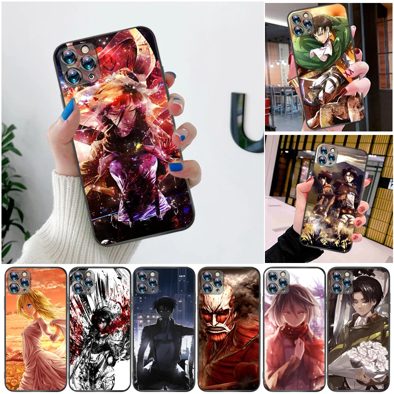 

Attack On Titan Mikasa Ackerman Armin Arlert Levi Eren Jager Phone Case For iPhone XS MAX X XR Carcasa Soft TPU Coque