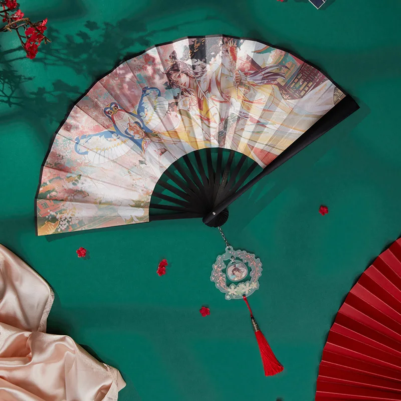 

Аниме Tian Guan Ci Fu Hua Cheng Xie Lian день рождения старинный стиль складной веер из ткани ручной работы для танцев реквизит для косплея подарки