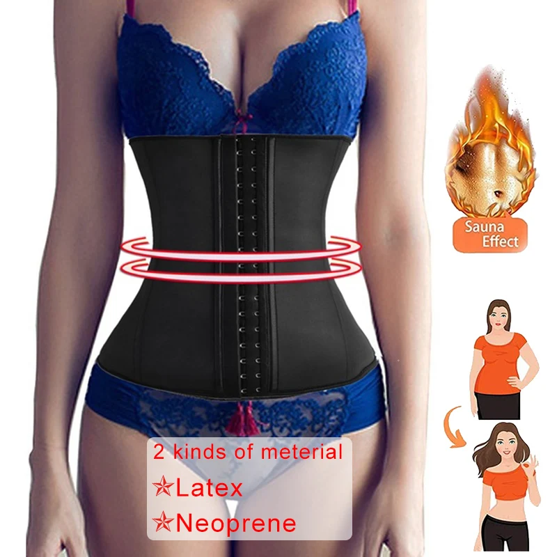 

Women Latex Waist Trainer 9-Steel-Boned Corsets Long Torso Weight Loss Neoprene Underbust Sports Girdle Body Shaper Shapewear