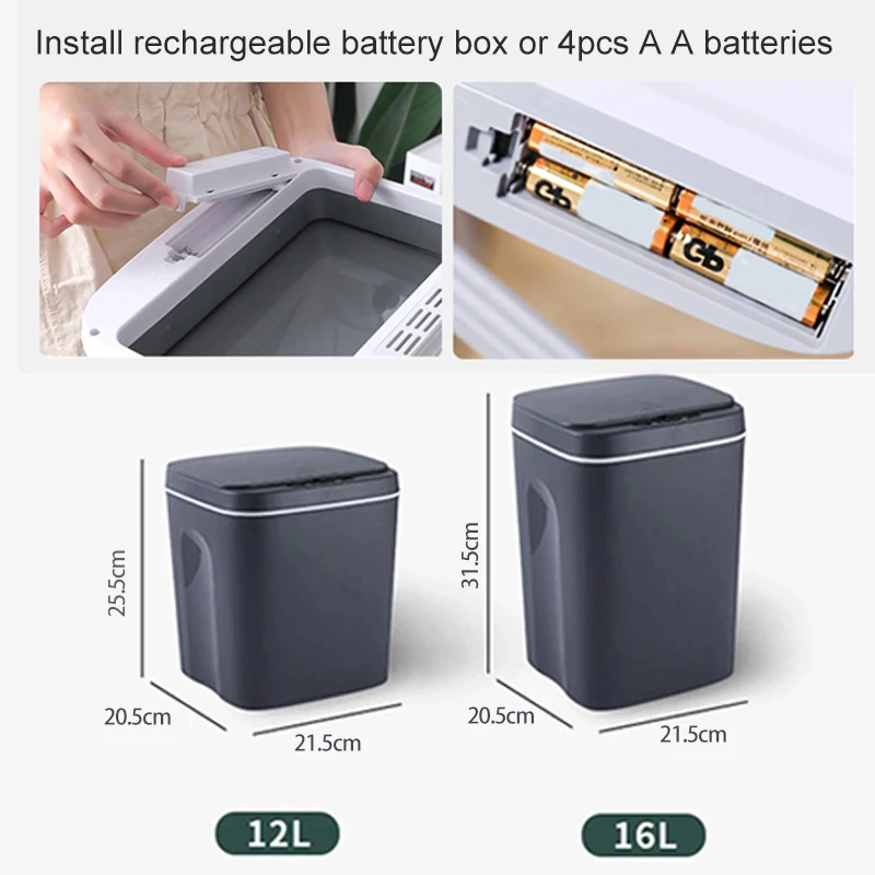 

16L Intelligent Trash Can Automatic Sensor Dustbin Smart Sensor Electric Waste Bin Home Rubbish Can For Kitchen Bathroom Garbage