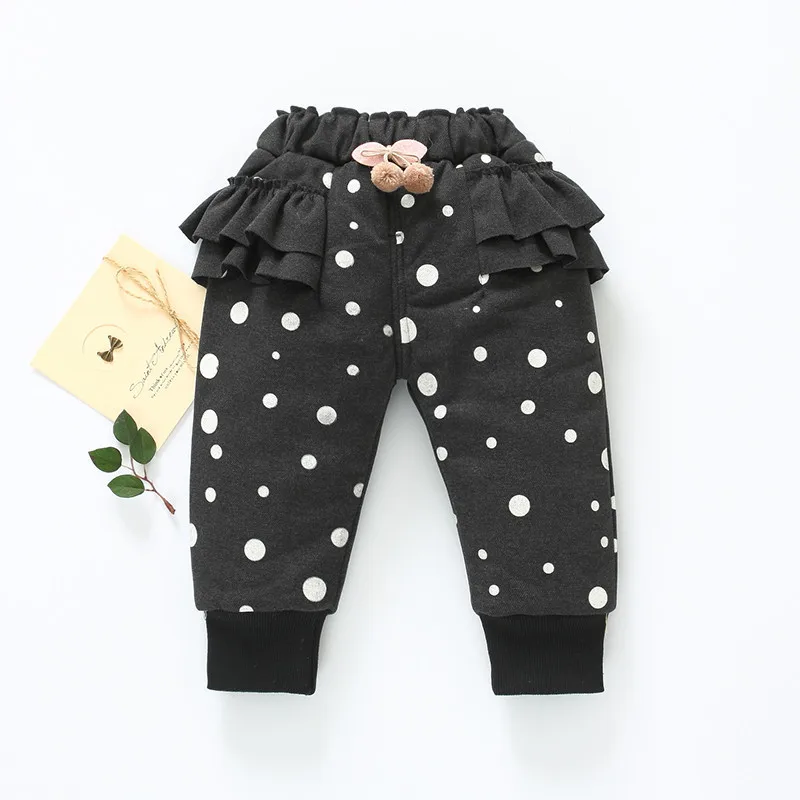 Детские штаны для девочек утепленные плюшевые детские штаны-шаровары в горошек с