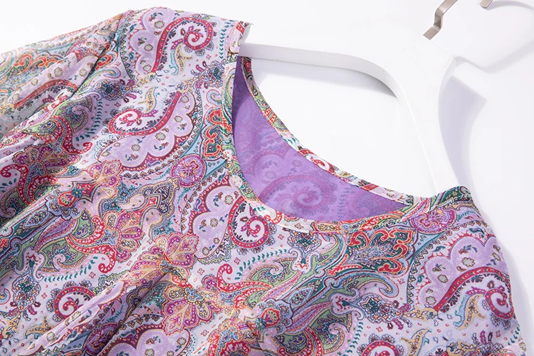 Женская двухслойная рубашка из 100% чистого шелка блузка с круглым вырезом и