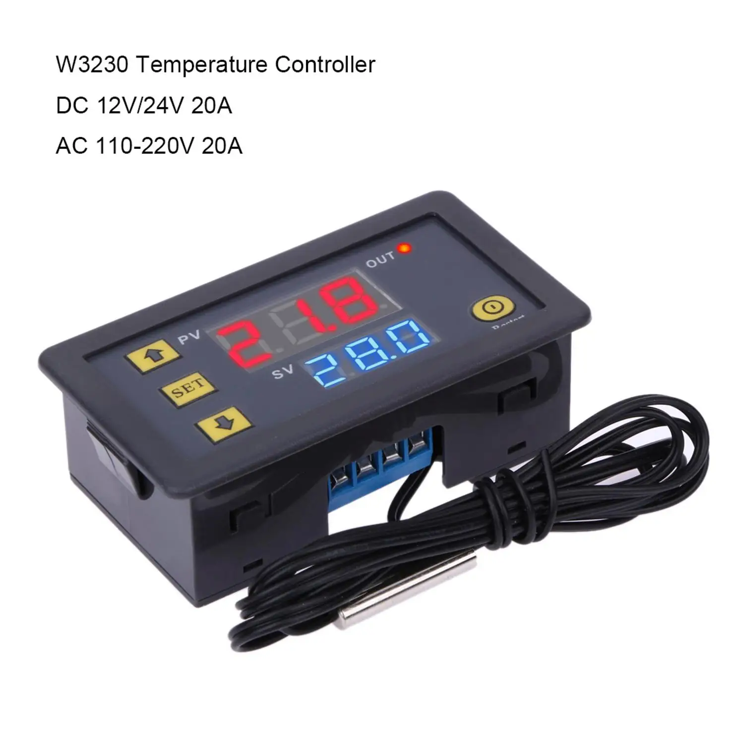 W3230 термостат цифровой Температура Управление DC12V/24V AC110V 220V 20A светодиодный с