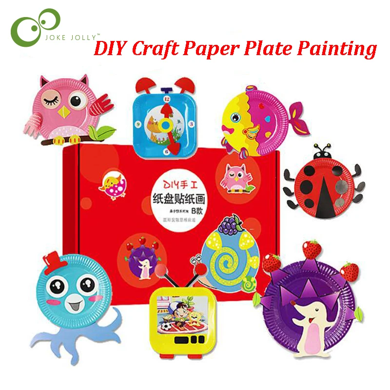 1 набор разноцветных мультяшных животных бумажные тарелки для рисования ручная
