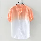 2021 Мужская рубашка крутая тонкая дышащая рубашка с воротником с отворотом подвесная окрашенная градиентная хлопковая рубашка повседневная мужская рубашка с воротником