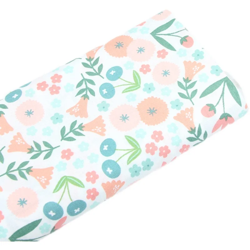 

50*110cm Plain Weave Cotton Cartoon Flower Printed Fabric Sewing Material Quilting Patchwork Needlework DIY Handmade Cloth Bag