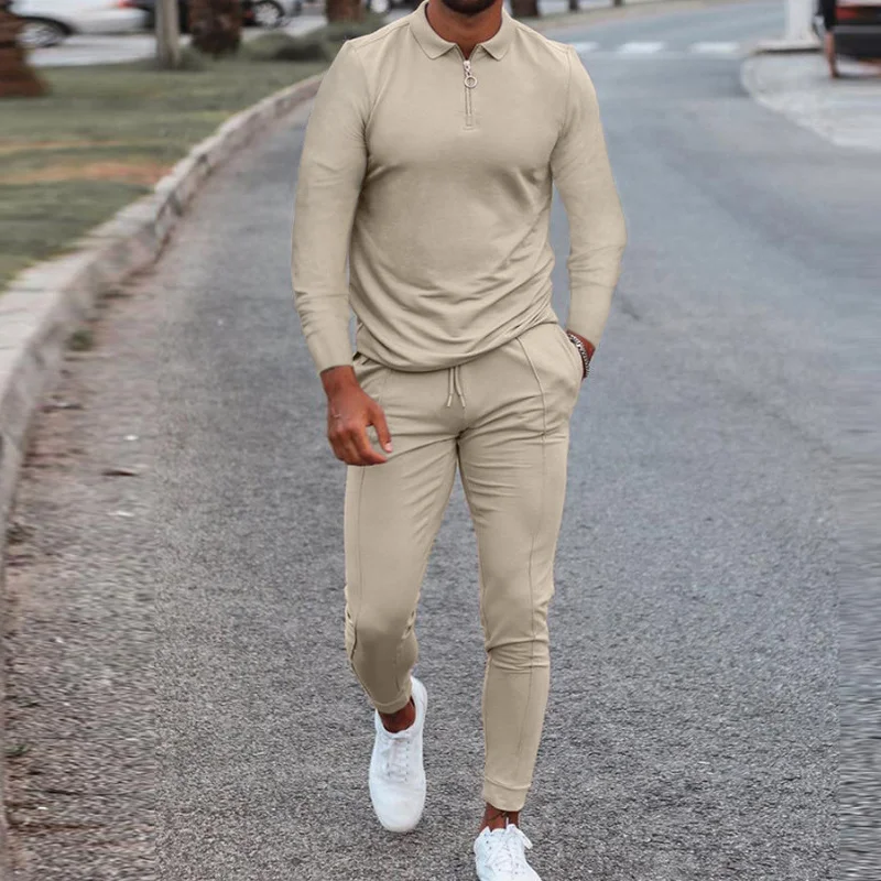 

New Autumn Slim Men Set Casual Sportswear Long Sleeve Shirt Pants Two Pieces Sets Solid Male Tracksuit Men Jogger Sweatsuits