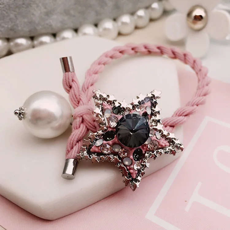 Бесплатная доставка Стразы женские резинки для волос со звездами элегантные