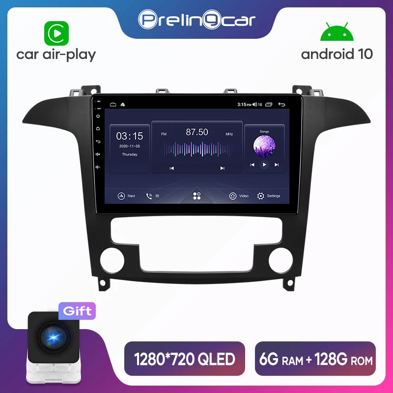

4G Lte Android 9.0 Car multimedia navigation system GPS player For Ford S-Max 2007 2008 years IPS screen Radio stereo