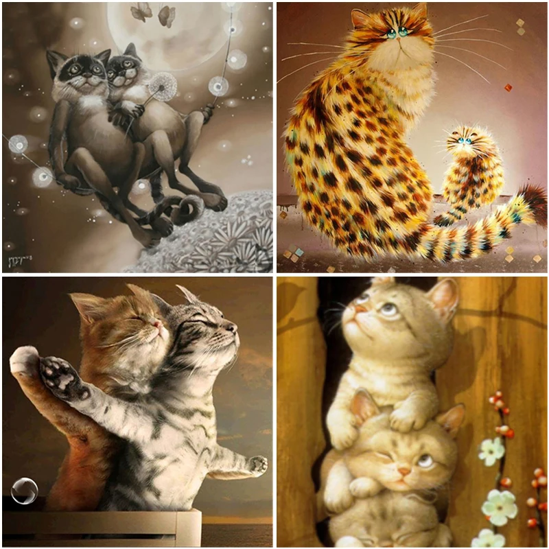 

Full Square Round 5D DIY Animals Diamond Painting Cute Cat Cross Stitch Kits Rhinestone Diamond Embroidery Mosaic New Year Gift