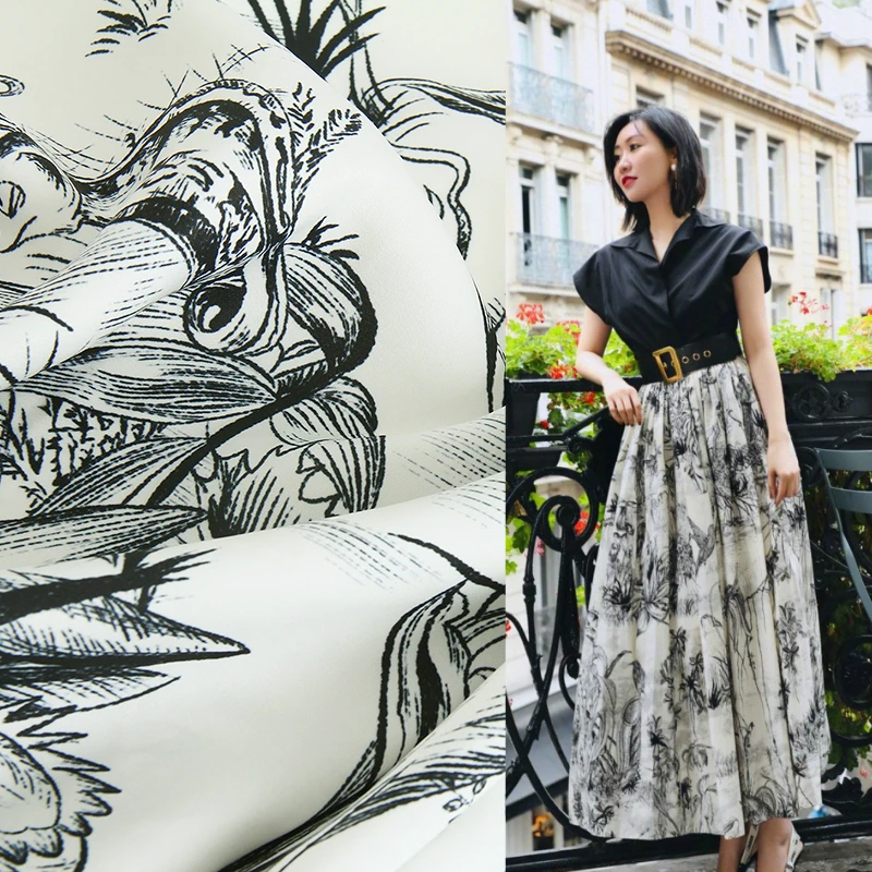 Twill satin polyester fabric cloth per meter material printed dress sewing handmade fabric wholesale cloth