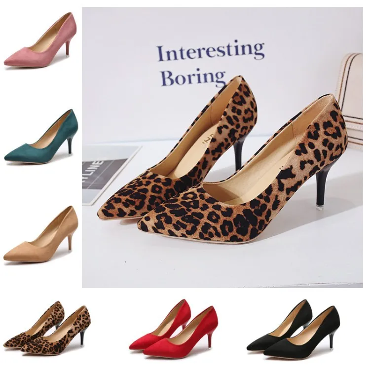 

NewShoes Woman High Heels Pumps 8cm Pointed Toe Stilettos Sexy Ladies Wedding Leopard Plus Size 34-44 women shoes tacones mujer