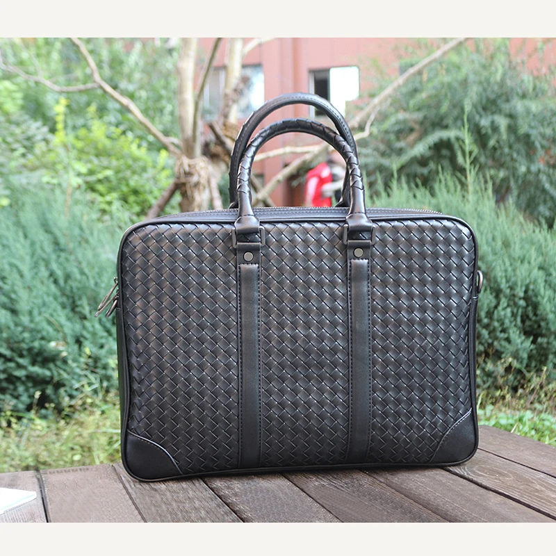 Men's Briefcase 100% Leather Business Handbags Large Capacity 15-Inch Computer Bag Fashion Shoulder Bag Luxury Brand 2022 New