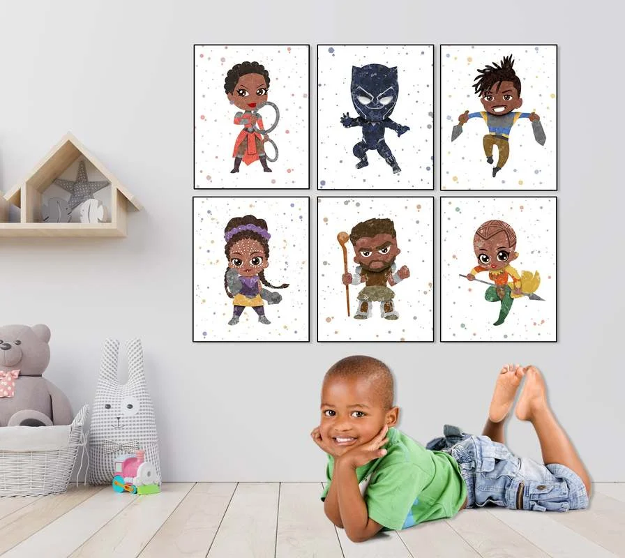 

Marvel Avengers Black Panther Heroe Poster African Superheroes Nursery Canvas Painting Print Wall Art Picture Bedroom Home Decor