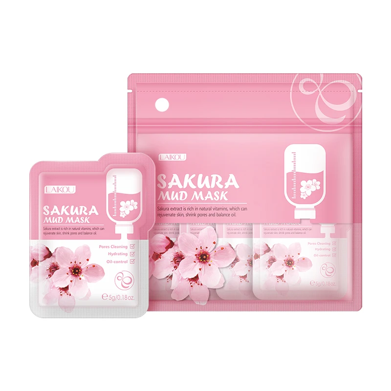 

LAIKOU Japan Sakura Mud Face Mask Night Facial Packs Skin Clean Dark Circle Moisturize Anti-Aging Anti Wrinkle For Face Care