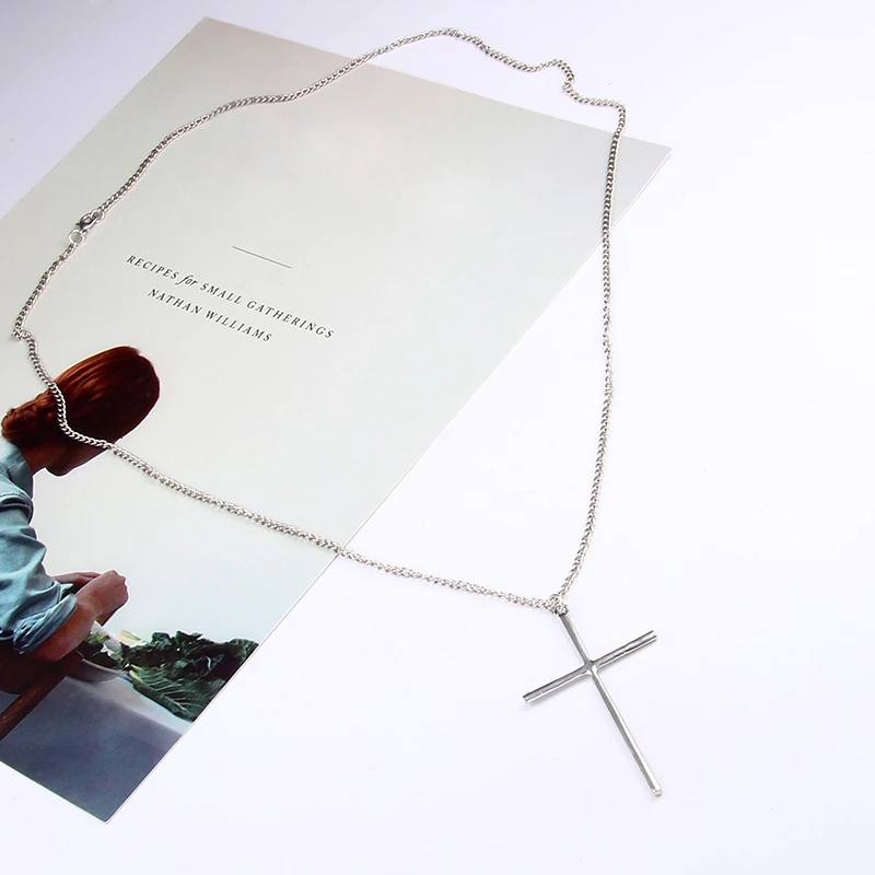 Женское Ожерелье с кулоном в виде креста длинная цепочка золотого цвета