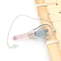 fysl silver plated angel fluorite stone pendant link chain clear quartz classic style jewelry