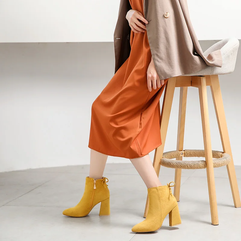 Новинка осени 2019 женские высокие ботинки с бантом красные свадебные туфли модные