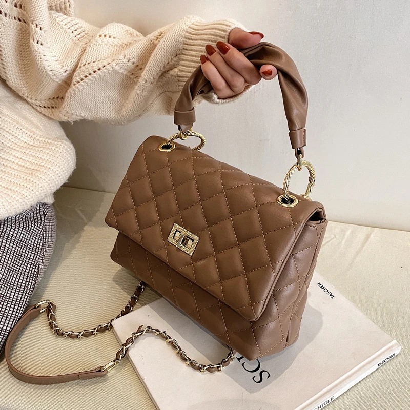 

Vintage Leather Chain Shoulder Crossbody Bags for Women 2021 Retro Brand Designer Flap Ladies Messenger Pack Totes Female Purses