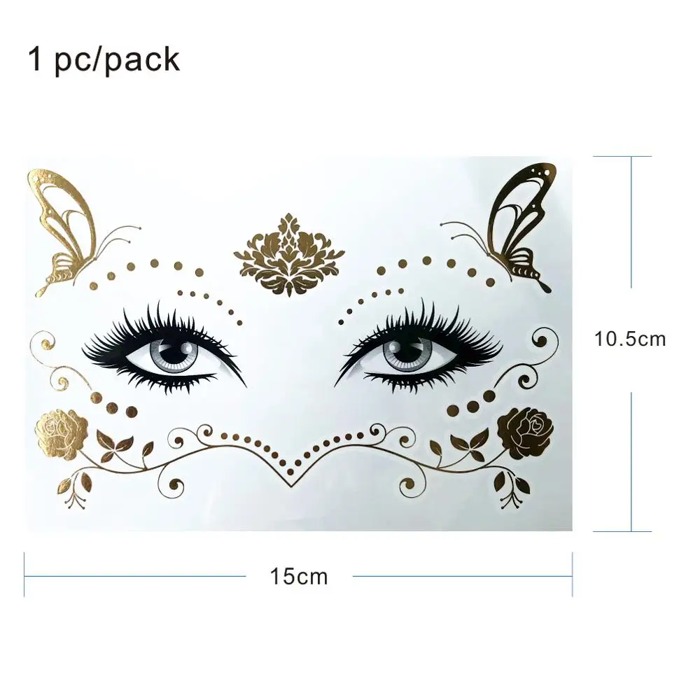 Фольгированная Золотая Бабочка и Роза FT0030 веснушки макияж татуировка наклейка