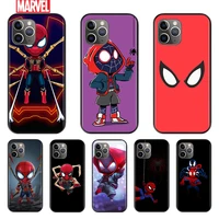 marvel anime spiderman for apple iphone 12 11 xs pro max mini xr x 8 7 6 6s plus 5 se 2020 silicone black cover phone soft case
