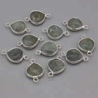 wholesale12pcnatural stone flash labradorite drop shape double hole connector pendant craft makingdiy necklace jewelry accessory