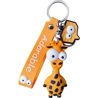 whimsy lovely big eyed giraffe keychain fashion zebra doll bag pendant car keys accessories wrist strap keyring new gift