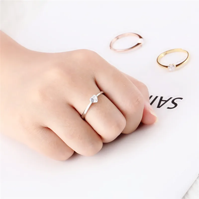 

CLUCI Romantic 925 Sterling Silver White Heart Ring for Women Valentine Day Rose Gold Ring Gift Jewelry