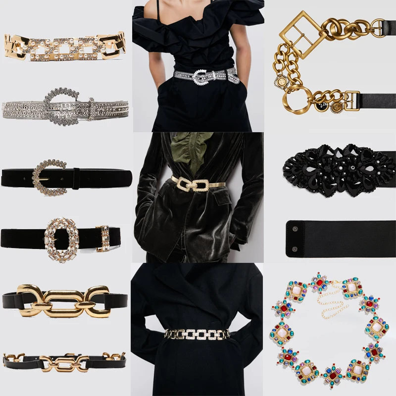 Ремень ZA с металлической пряжкой Женский модный аксессуар для вечеринки