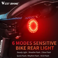 west biking bicycle flashlight bike rear light auto startstop brake sensing ipx6 waterproof led charging cycling taillight