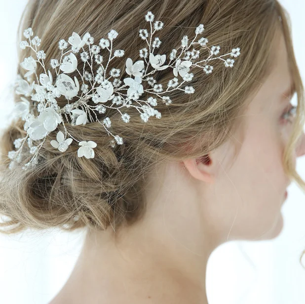Недорогие свадебные аксессуары для волос бусины форма листьев красивые