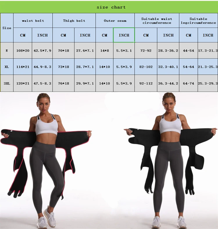Women Thigh Trimmer Sweat Waist Trainer Leg Shapers Slender Slimming Belt Shapewear Muscles Band Weight Loss Body Shaper Burning