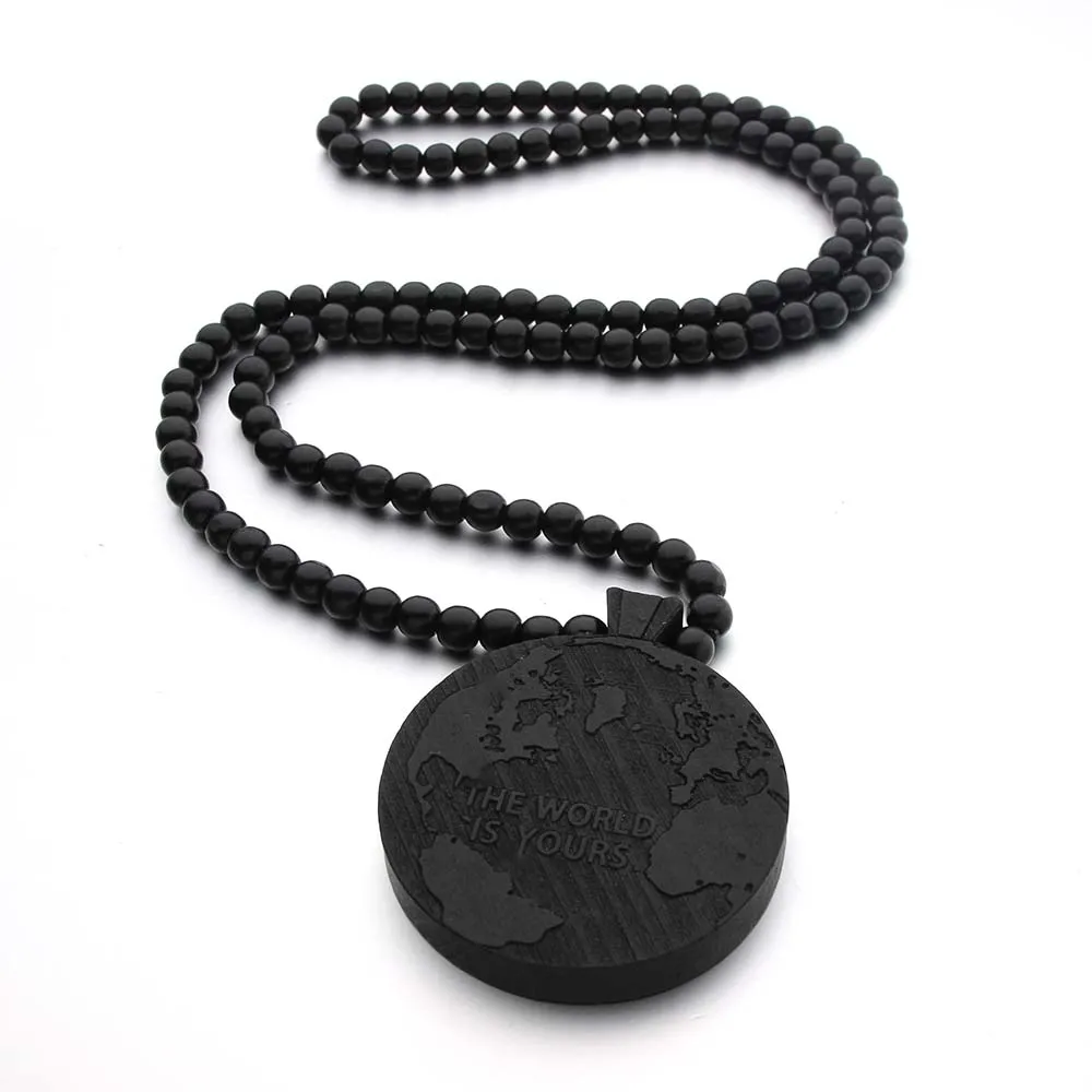 Модные деревянные украшения в стиле хип хоп ожерелье с подвеской бохо длинная