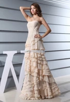 free shipping 2014 formal dress plus size new design brides maid dress maxi custom color long chiffon champagne evening dresses